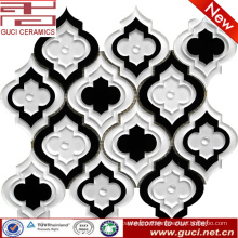 Black and white flower design shop wall Mosaic Glass Tiles in Acrylic